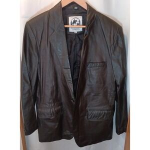 Cooper Collections Saddlery Black Genuine Leather Horse Show Jacket Blazer 42